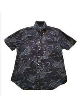Polo Ralph Lauren Indigo Chambray Koi Fish Print Shirt (M Size M Slim Fit)
